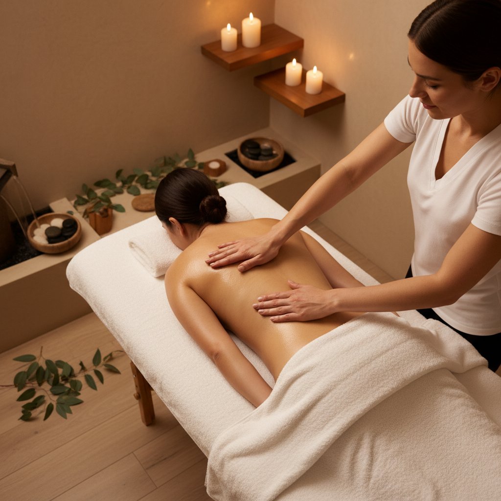 Swedish massage treatment with flowing strokes